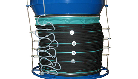 Dos cables de elevación fuera del flujo de material resistentes al desgaste 